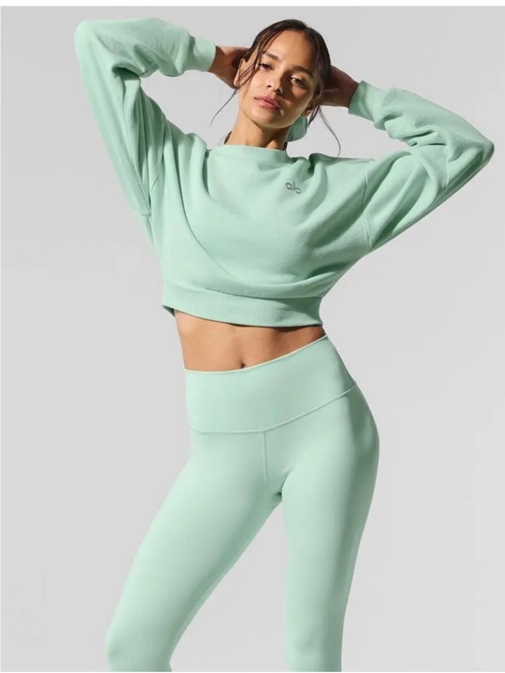 Alo Accolade Cropped Spearmint Sweatshirt